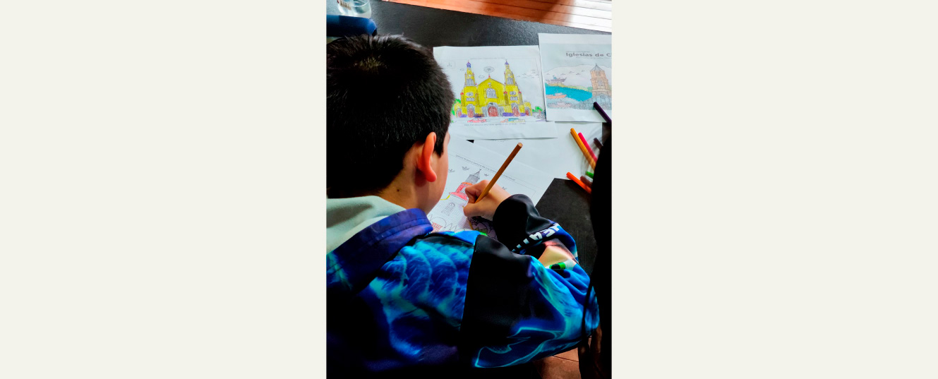 niño coloreando libro